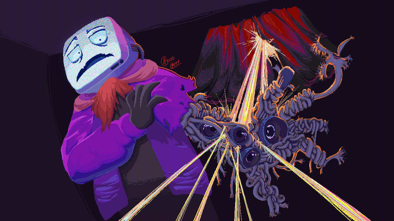 Pyrocynical in "Look Outside" Pyrocynical reimagined in the style of Look Outside